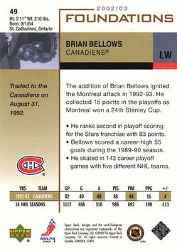 2002-03 Upper Deck Foundations #49 Brian Bellows Back