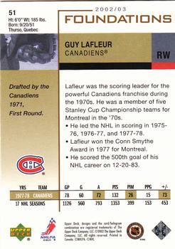 2002-03 Upper Deck Foundations #51 Guy Lafleur Back