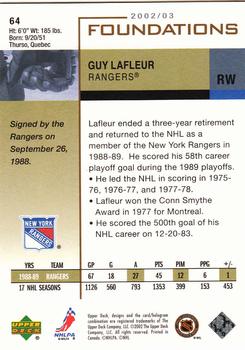 2002-03 Upper Deck Foundations #64 Guy Lafleur Back