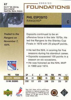 2002-03 Upper Deck Foundations #67 Phil Esposito Back