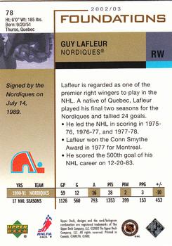 2002-03 Upper Deck Foundations #78 Guy Lafleur Back