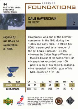 2002-03 Upper Deck Foundations #84 Dale Hawerchuk Back
