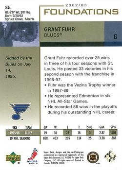 2002-03 Upper Deck Foundations #85 Grant Fuhr Back