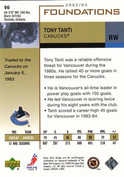 2002-03 Upper Deck Foundations #96 Tony Tanti Back