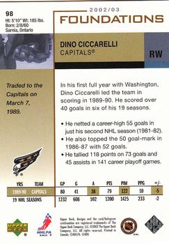 2002-03 Upper Deck Foundations #98 Dino Ciccarelli Back