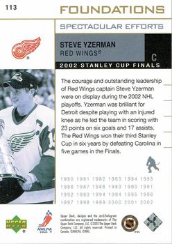 2002-03 Upper Deck Foundations #113 Steve Yzerman Back
