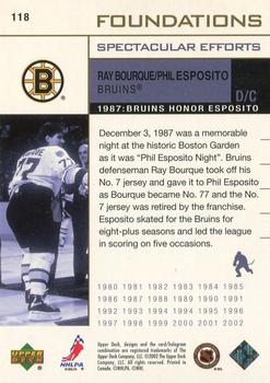 2002-03 Upper Deck Foundations #118 Phil Esposito / Ray Bourque Back