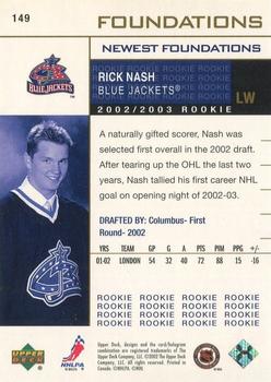 2002-03 Upper Deck Foundations #149 Rick Nash Back