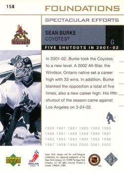 2002-03 Upper Deck Foundations #158 Sean Burke Back
