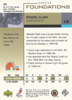 2002-03 Upper Deck Foundations #80 Wendel Clark Back