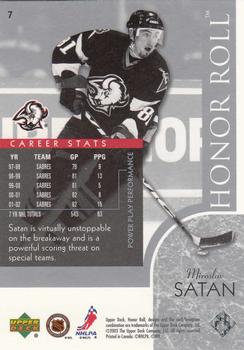 2002-03 Upper Deck Honor Roll #7 Miroslav Satan Back