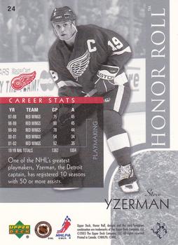 2002-03 Upper Deck Honor Roll #24 Steve Yzerman Back