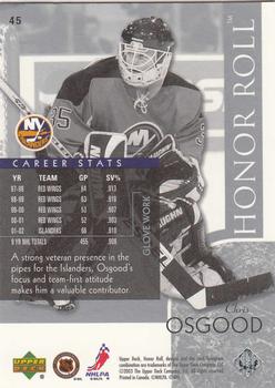 2002-03 Upper Deck Honor Roll #45 Chris Osgood Back