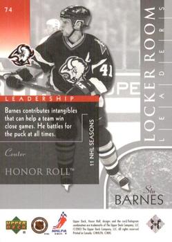 2002-03 Upper Deck Honor Roll #74 Stu Barnes Back