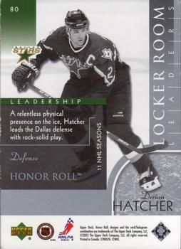 2002-03 Upper Deck Honor Roll #80 Derian Hatcher Back