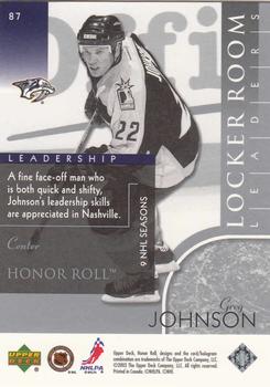 2002-03 Upper Deck Honor Roll #87 Greg Johnson Back