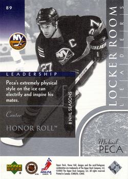 2002-03 Upper Deck Honor Roll #89 Michael Peca Back
