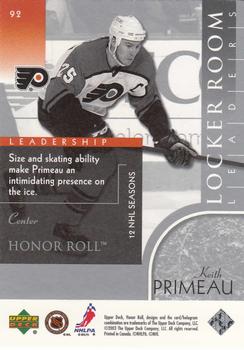 2002-03 Upper Deck Honor Roll #92 Keith Primeau Back