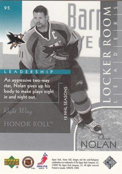 2002-03 Upper Deck Honor Roll #95 Owen Nolan Back