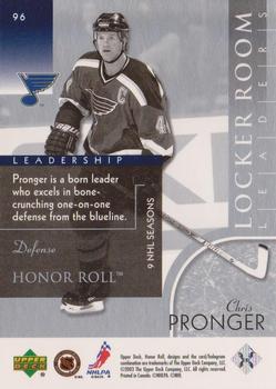 2002-03 Upper Deck Honor Roll #96 Chris Pronger Back
