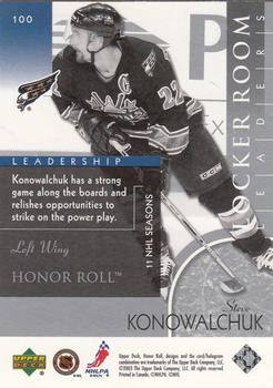 2002-03 Upper Deck Honor Roll #100 Steve Konowalchuk Back