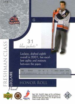 2002-03 Upper Deck Honor Roll #111 Pascal LeClaire Back