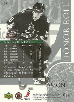 2002-03 Upper Deck Honor Roll #56 Tony Amonte Back