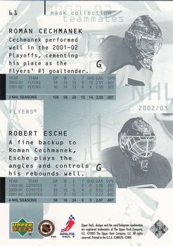 2002-03 Upper Deck Mask Collection #61 Robert Esche / Roman Cechmanek Back