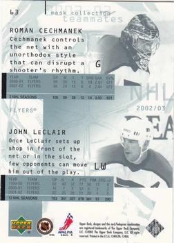 2002-03 Upper Deck Mask Collection #63 John LeClair / Roman Cechmanek Back