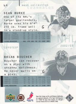 2002-03 Upper Deck Mask Collection #64 Brian Boucher / Sean Burke Back