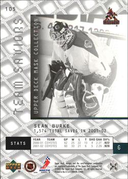 2002-03 Upper Deck Mask Collection #105 Sean Burke Back
