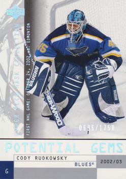2002-03 Upper Deck Mask Collection #117 Cody Rudkowsky Front