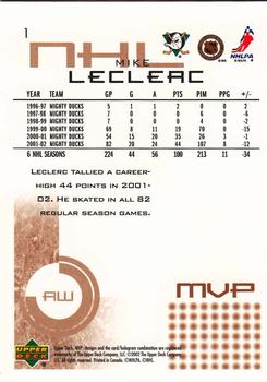 2002-03 Upper Deck MVP #1 Mike LeClerc Back
