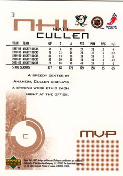 2002-03 Upper Deck MVP #3 Matt Cullen Back