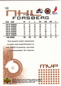 2002-03 Upper Deck MVP #46 Peter Forsberg Back