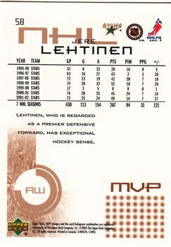 2002-03 Upper Deck MVP #58 Jere Lehtinen Back