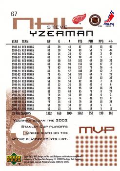 2002-03 Upper Deck MVP #67 Steve Yzerman Back