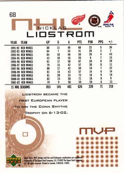2002-03 Upper Deck MVP #68 Nicklas Lidstrom Back
