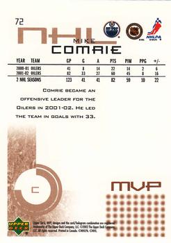 2002-03 Upper Deck MVP #72 Mike Comrie Back