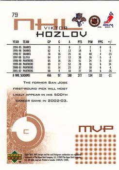2002-03 Upper Deck MVP #79 Viktor Kozlov Back