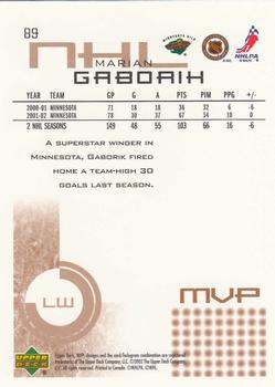 2002-03 Upper Deck MVP #89 Marian Gaborik Back