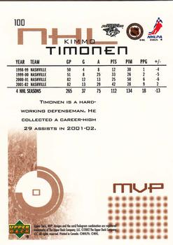 2002-03 Upper Deck MVP #100 Kimmo Timonen Back