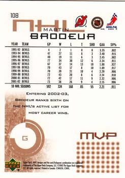 2002-03 Upper Deck MVP #108 Martin Brodeur Back