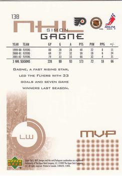 2002-03 Upper Deck MVP #138 Simon Gagne Back