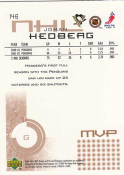 2002-03 Upper Deck MVP #146 Johan Hedberg Back