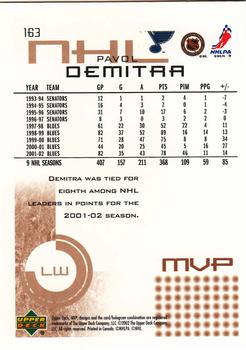 2002-03 Upper Deck MVP #163 Pavol Demitra Back