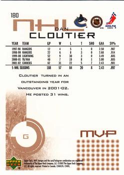2002-03 Upper Deck MVP #180 Dan Cloutier Back