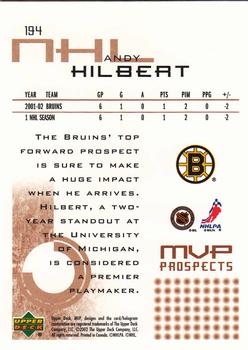2002-03 Upper Deck MVP #194 Andy Hilbert Back