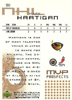 2002-03 Upper Deck MVP #191 Mark Hartigan Back