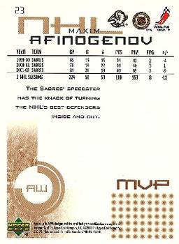 2002-03 Upper Deck MVP #23 Maxim Afinogenov Back
